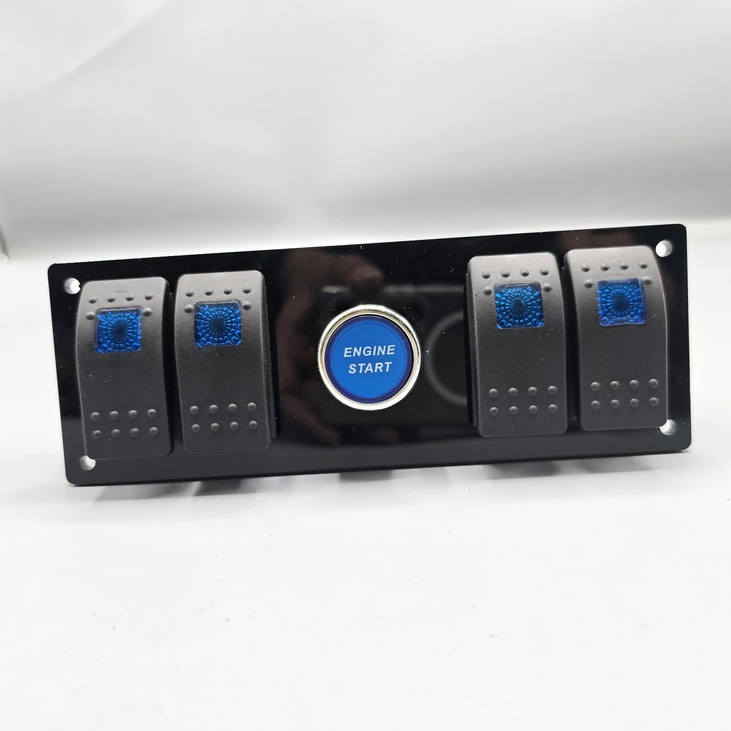 Universal 5-inch Switch Panel With Rocker Switches+Push Start Button (Blue)