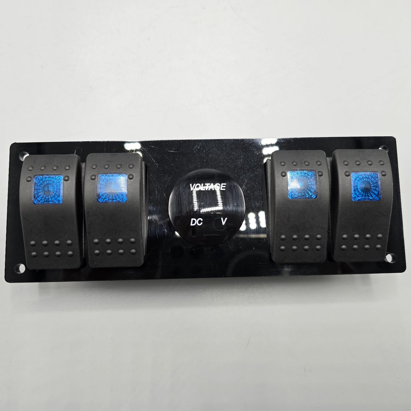 Universal 5-inch Switch Panel With Rocker Switches+Led Voltmeter (Blue)