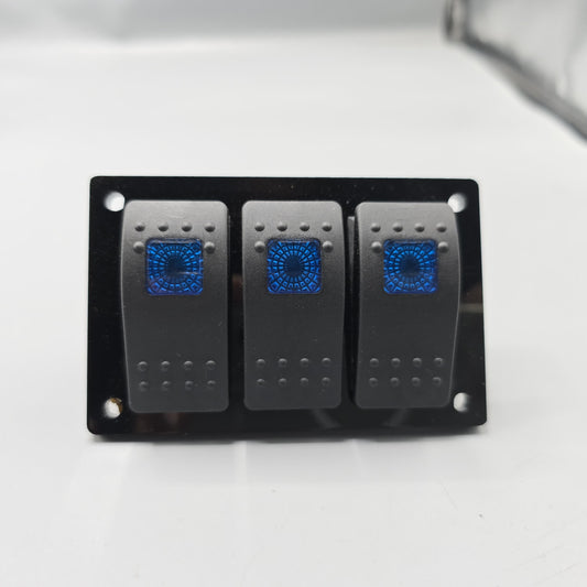 Universal 4-inch Switch Panel 3pcs Rocker Switches 1 Pc (Blue)