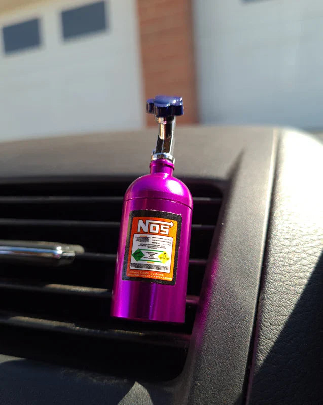 Universal Car Perfume Metal Simulation Nitrogen Bottle Decoration Accessory Nos Bottle for Car (Purple)