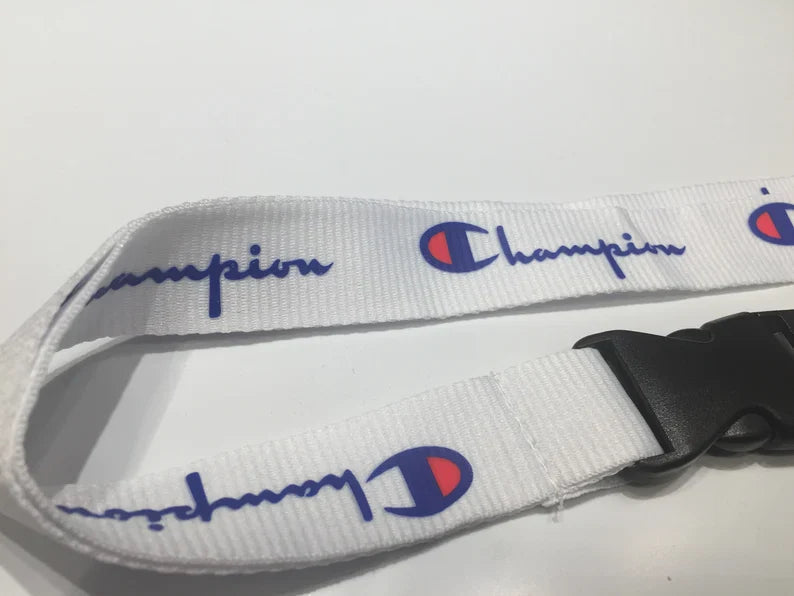 ﻿Champion White Long Strap Lanyard Keychain