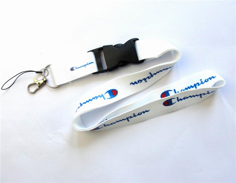 ﻿Champion White Long Strap Lanyard Keychain