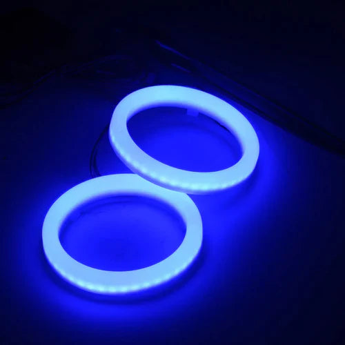 Universal Angel Eye Ring 80mm Blue Color With Cotton Plastic Cover LED For Car Headlight 2 Pcs Set