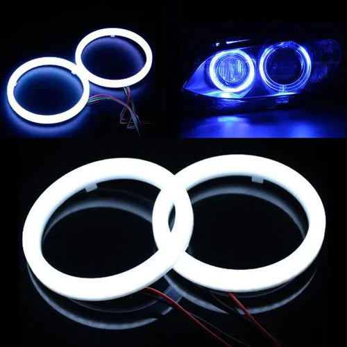 Universal Angel Eye Ring 90mm Blue Color With Cotton Plastic Cover LED For Car Headlight 2 Pcs Set