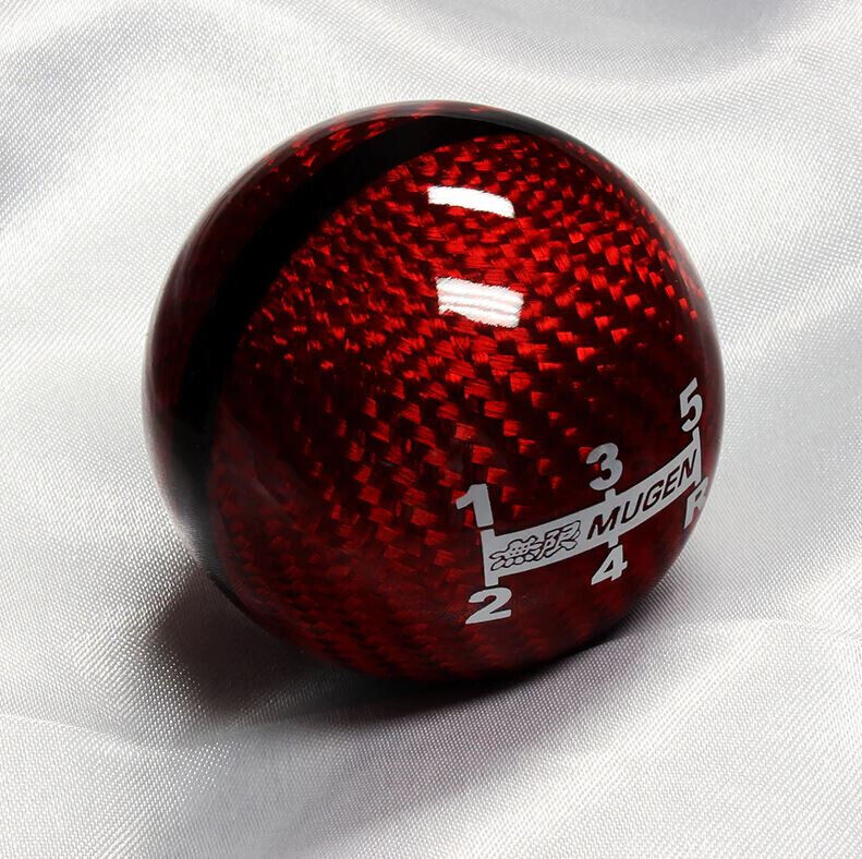 Universal Mugen Carbon Fiber 5 Speed Style Gear Shift Knob Manual Transmission Shifter Lever Stick(Red)