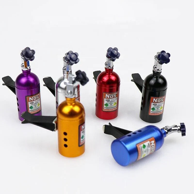 Universal Car Perfume Metal Simulation Nitrogen Bottle Decoration Accessory Nos Bottle for Car (Blue)