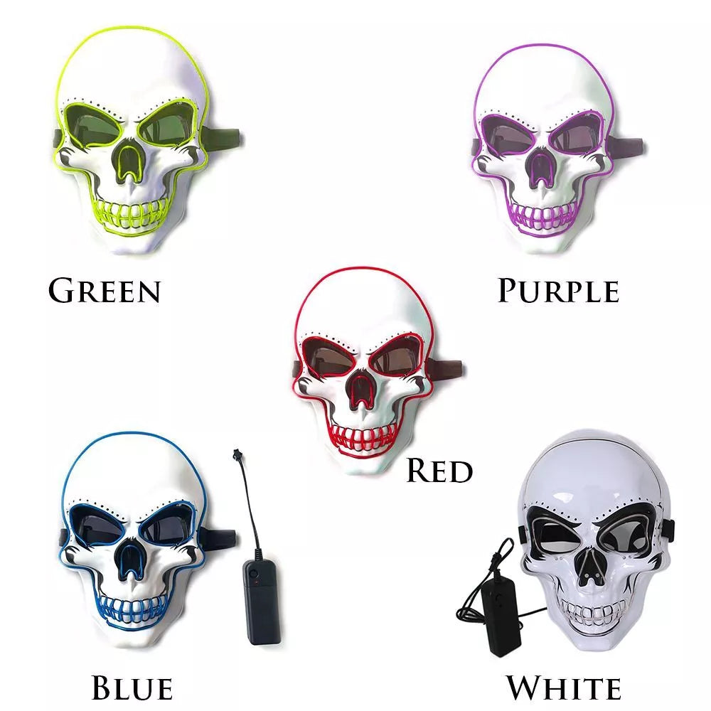 Universal Devil Head Neon Halloween Mask, Led Purge Mask 3 Lighting Modes For Costplay 1 Pc(Green)