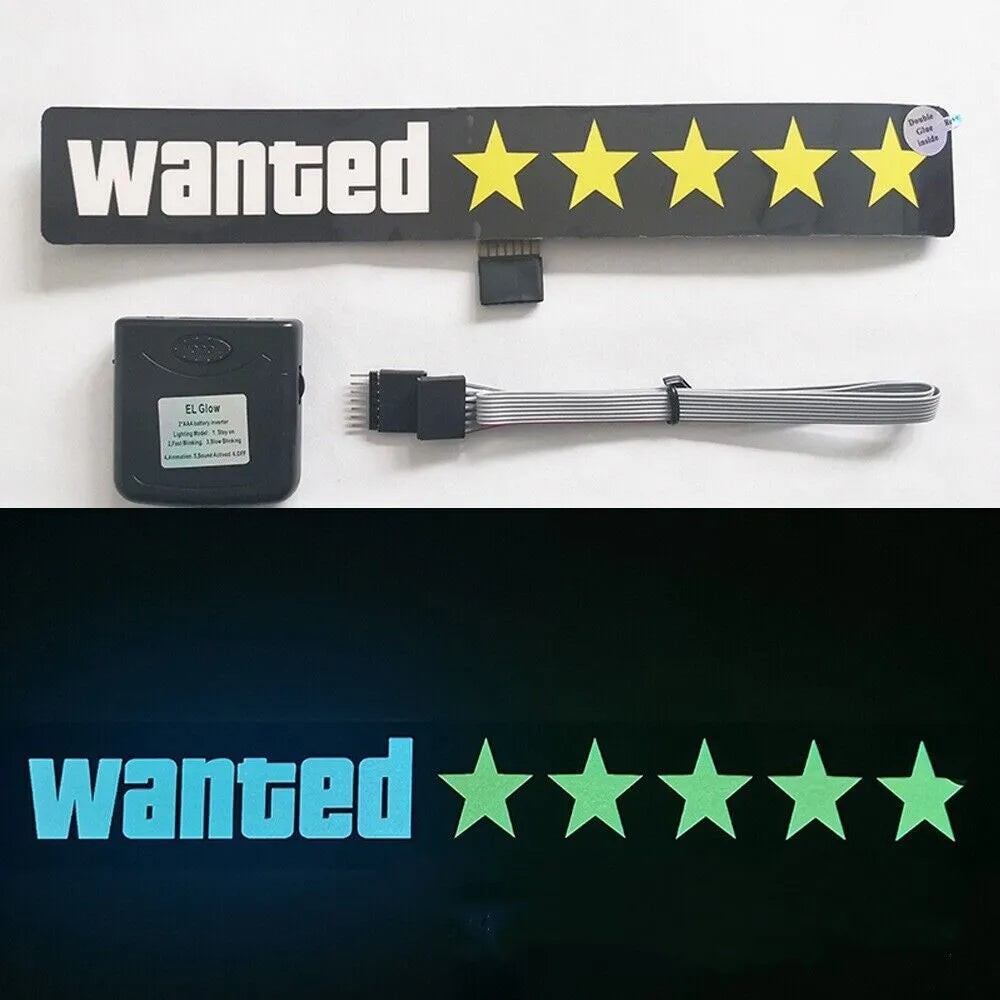 WANTED LED Car Window Sticker Windshield Electric Safety Decal Decoration Sticker Auto 1 Pc