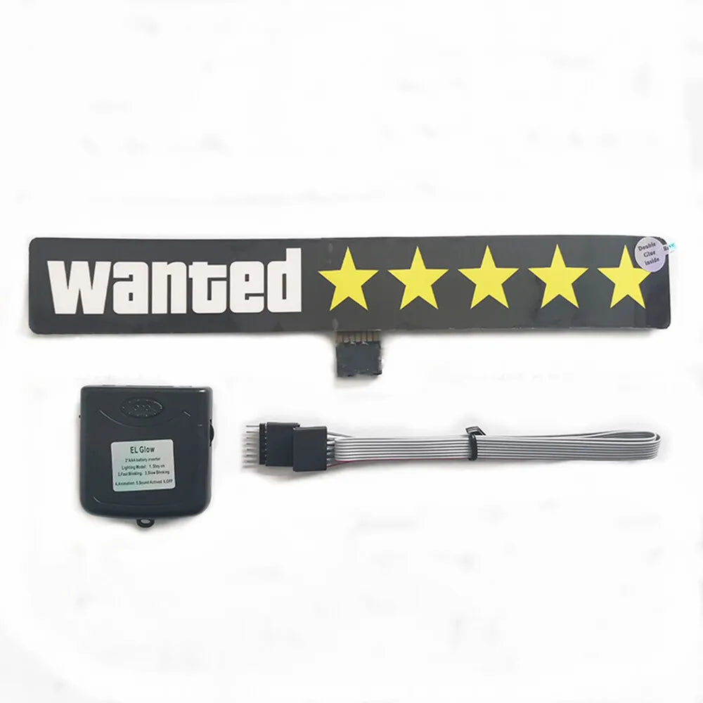 WANTED LED Car Window Sticker Windshield Electric Safety Decal Decoration Sticker Auto 1 Pc