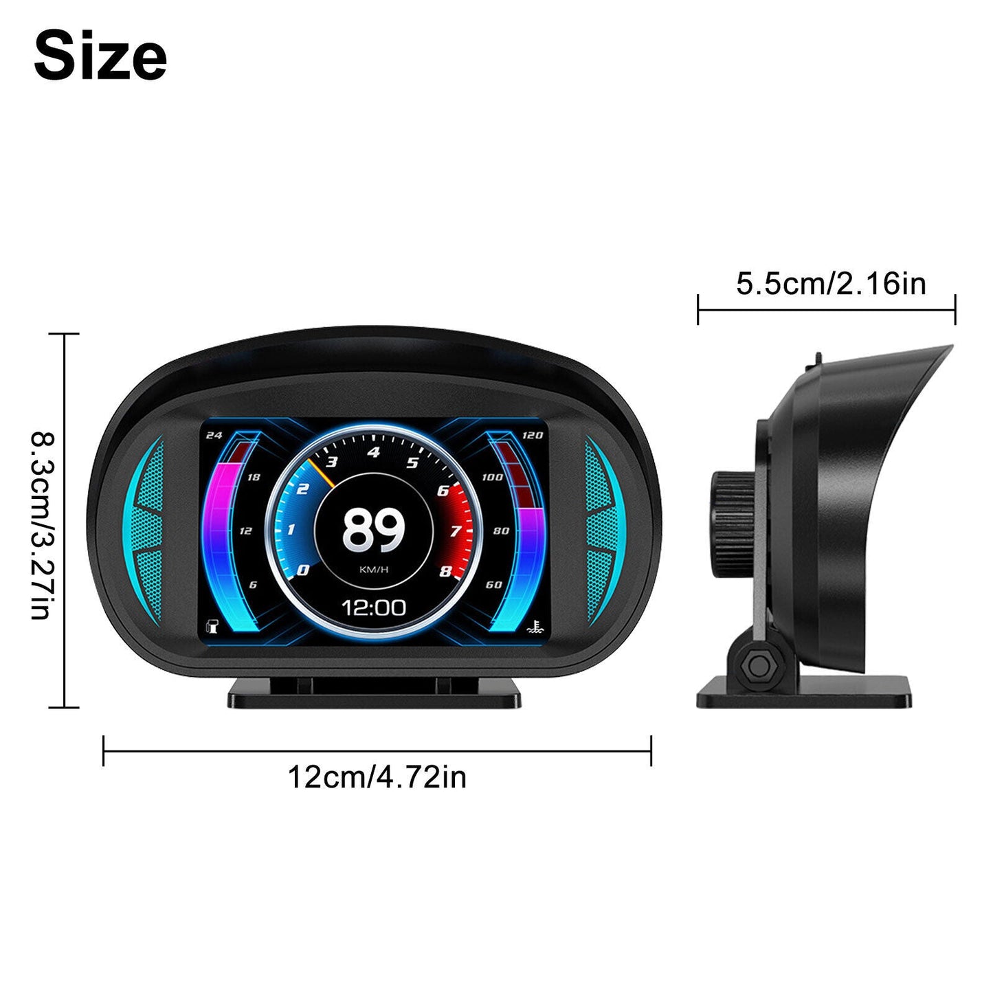 Universal P2 OBD2+GPS HUD Gauge Car Digital Head Up Display Speedometer Turbo RPM Alarm 1 Pc