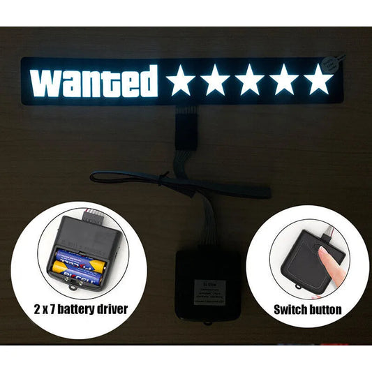 WANTED LED Car Window Sticker Windshield Electric Safety Decal Decoration Sticker Auto 1 Pc(WHITE)