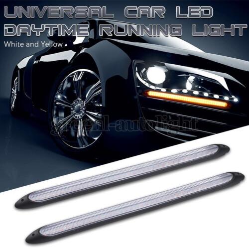 Universal Bumper DRL LED Strip 12-inch Light Daytime Running Turn Signal Lamp 2 Pcs Set